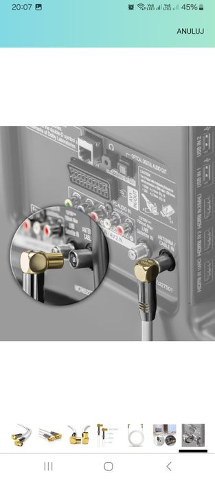 Kabel Koncentryczny Antenowy TV Delay 20m Koncowki