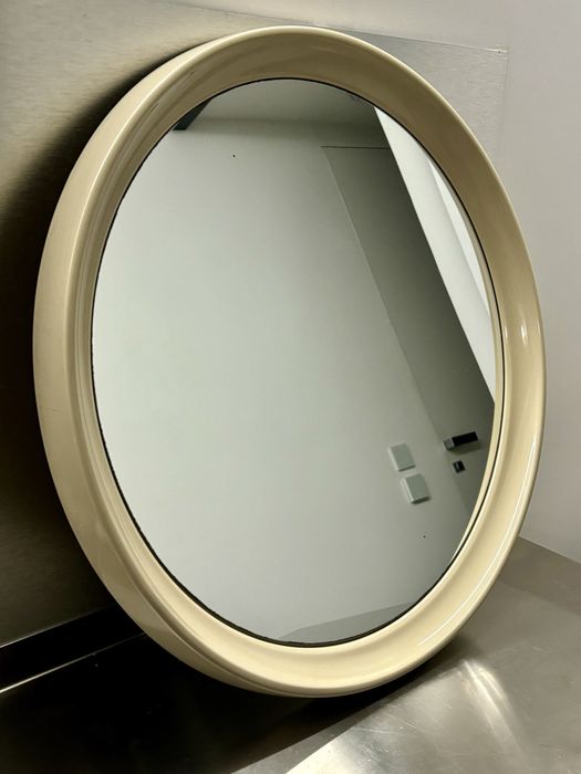 Vintage Okrągłe Lustro Space Age Atomic  Mega Design beżowy kolor Top