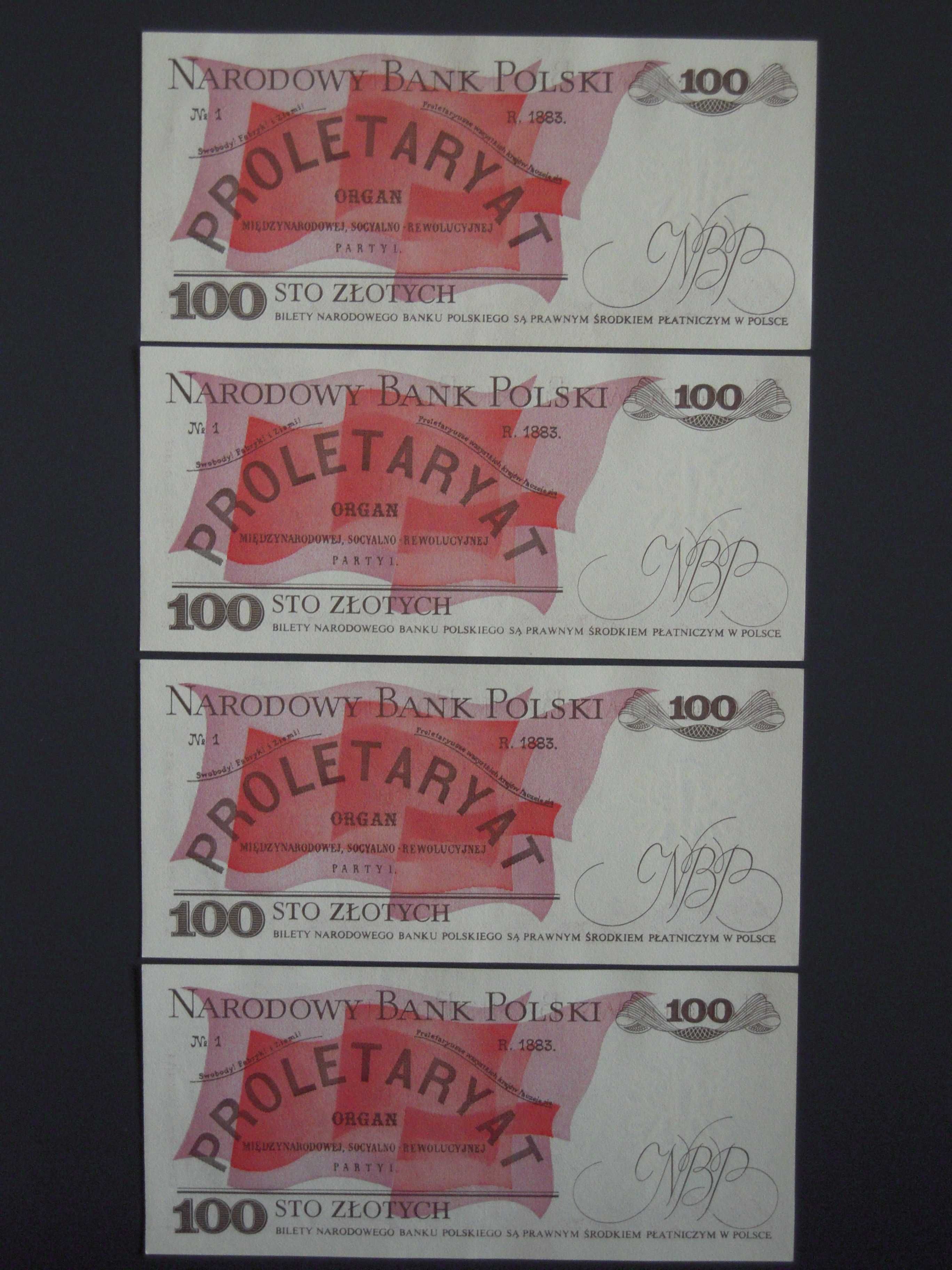 Banknoty PRL 100 zł - Ludwik Waryński - seria SF z 1 czerwca 1986 r.