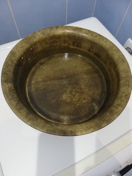 OBNIZKA--440/340zl--BARDZO--DUZA-mosiężna-oslonka-misa-36,5x19x8cm