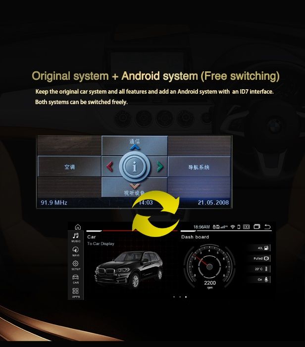 Radio BMW Android 12 128Gb Série 5 E60 E61_Série 3 E90 E91 ecrã HD 8,8"