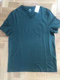 NOWY T-shirt meski H&M r. M zielony dekolt V lato