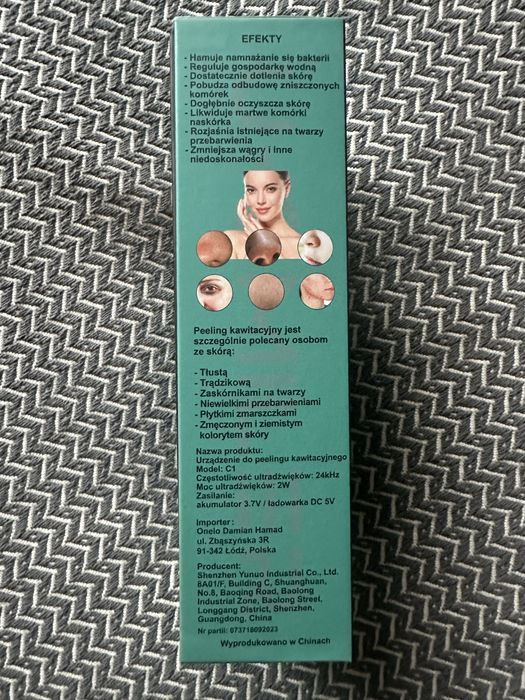 Bezprzedowowe urządzenie do peelingu kawitacyjnego.