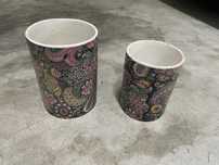 2 potes com flores Carraresi