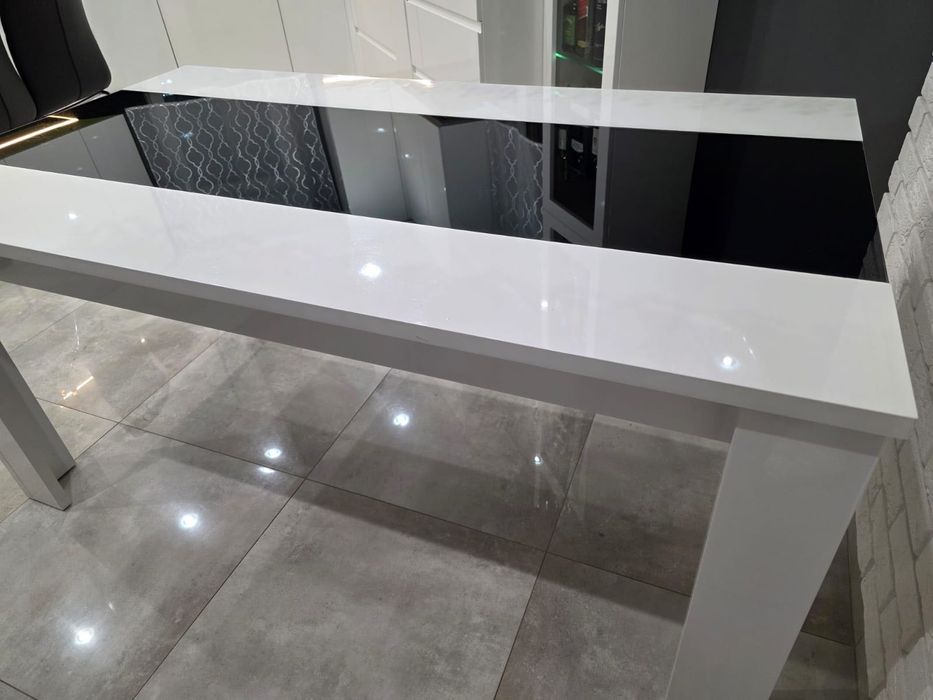 Stół biało czarny 160x90