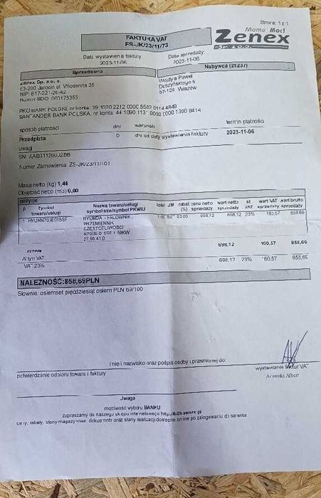 Falownik wektorowy HYUNDAI N700E 1,5kW 1 F