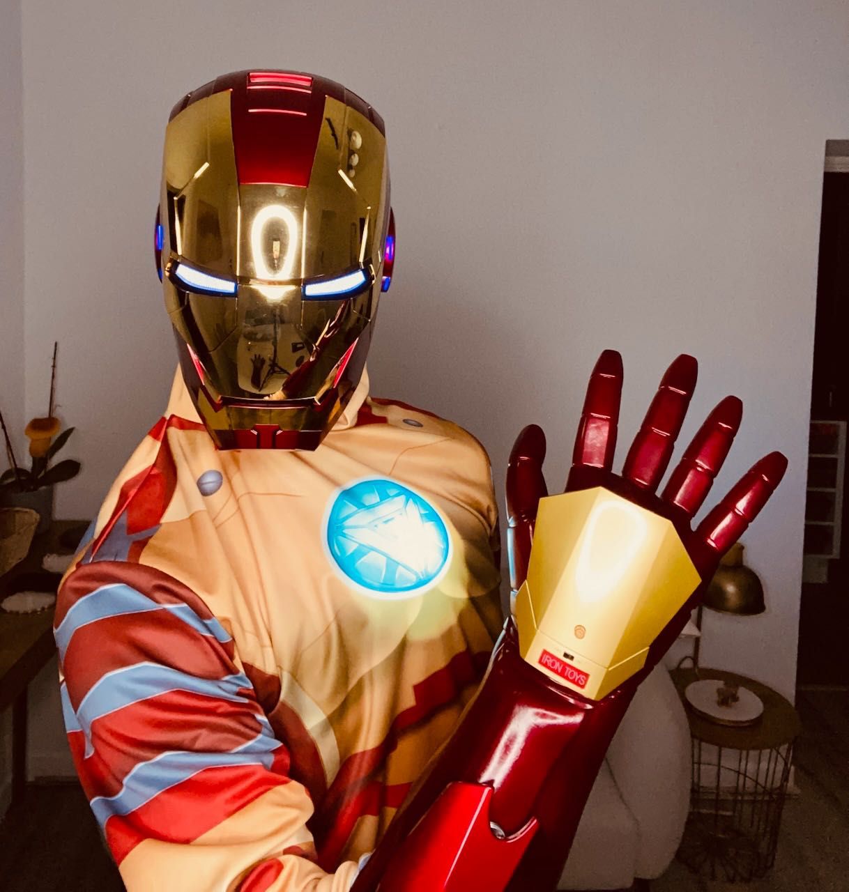 Real, electric Iron Man mask + costume with lasers, lights and voice