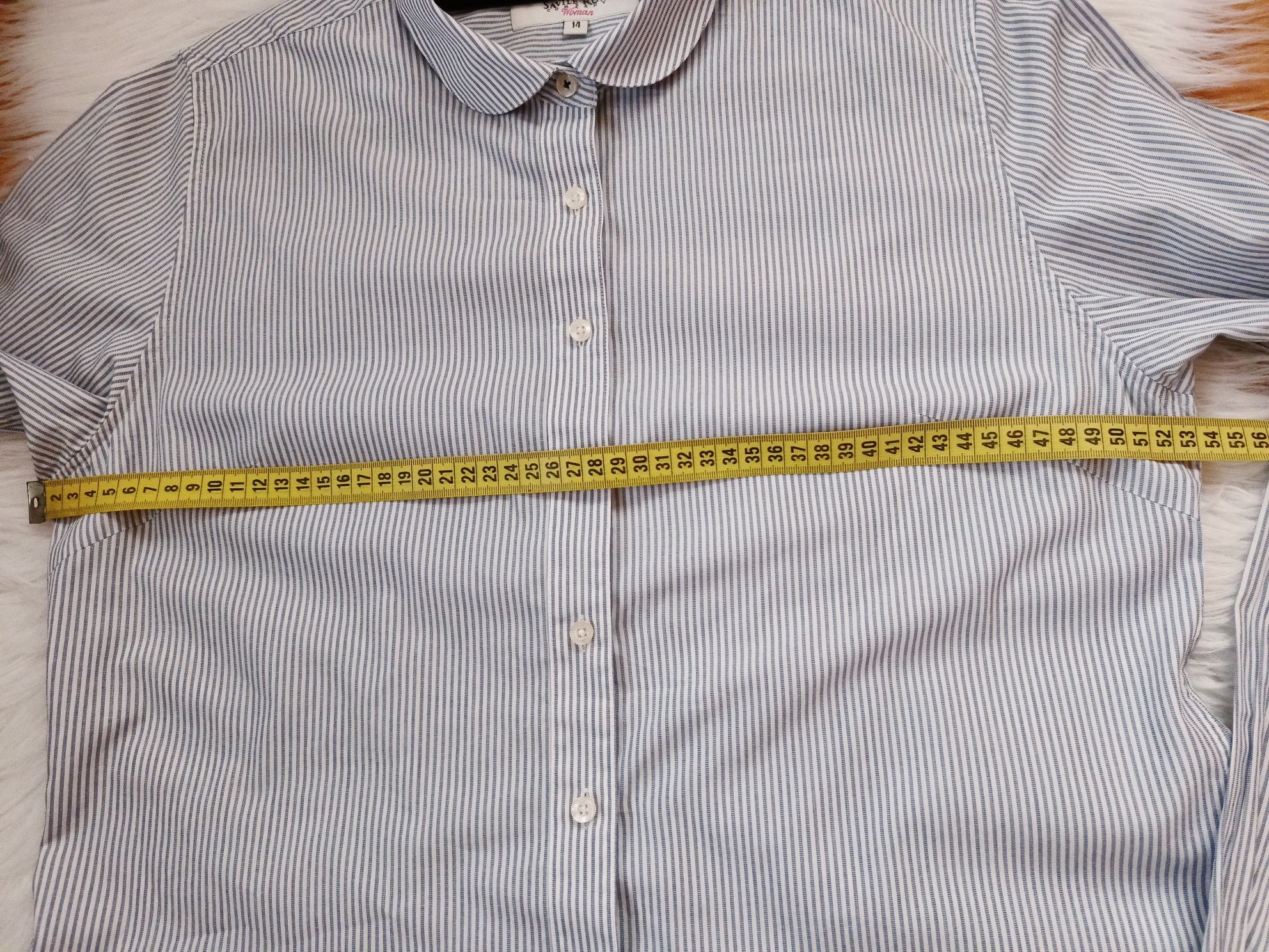 Koszula damska, Savile Row, 14/42, błękitny prążek, 100% bawełna