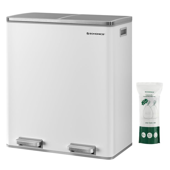 Kosz do Segregacji 2x30L (60L) Z Pedałem - Matowa Biel - NOWY!