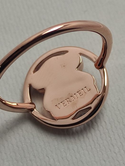 Pierścionek 16 z misiem różowe srebro vermeil 926 z dumortierytem