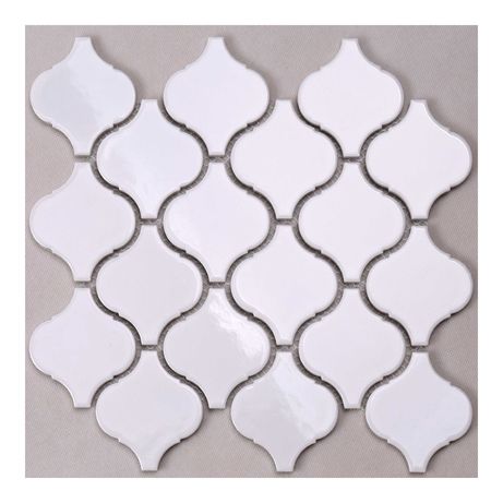 mozaika ceramiczna arabeska biała marokańska koniczyna połysk