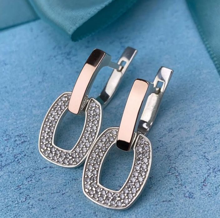 Срібні сережки. Срібні сережки з золотими пластинами