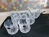 Conjunto de 6 copos de whiskey e balde do gelo cristal d'arques