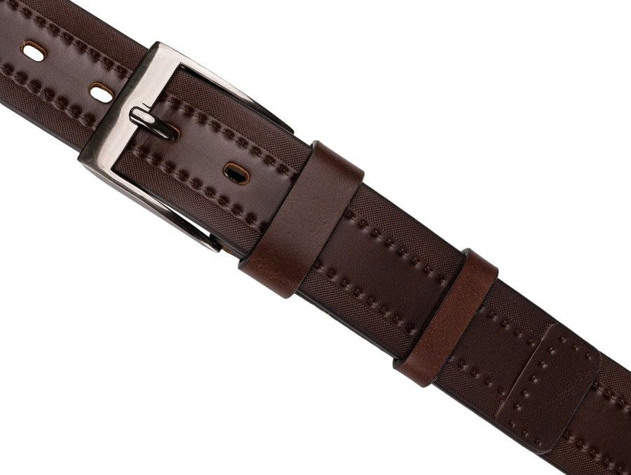 szeroki skórzany pasek męski z ozdobną perforacją - peterson
