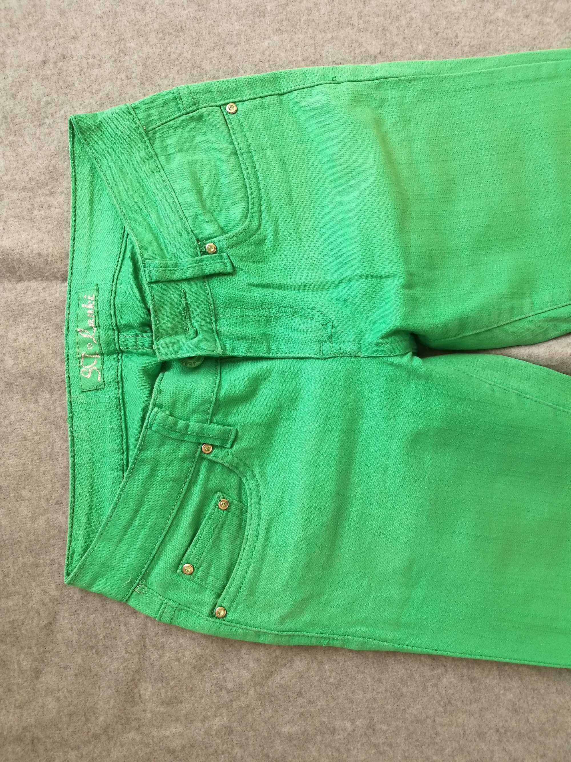 Zielone jeansy spodnie rurki