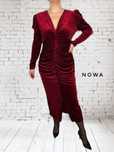 Nowa burgundowa dluga elegancka sukienka na studniówkę wesele bal XL