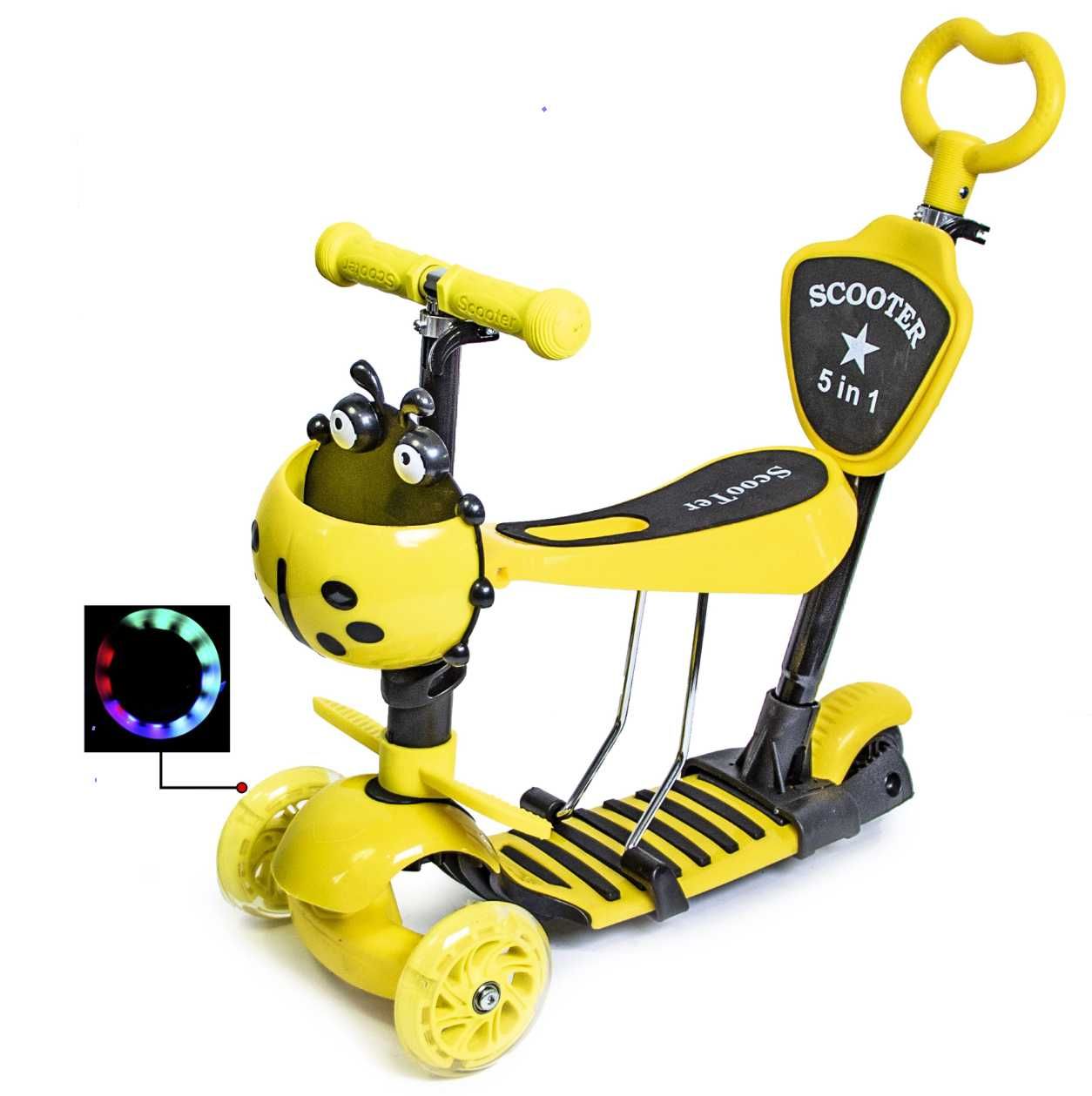 Самокат SCOOTER Божья Коровка 5IN1 Yellow.