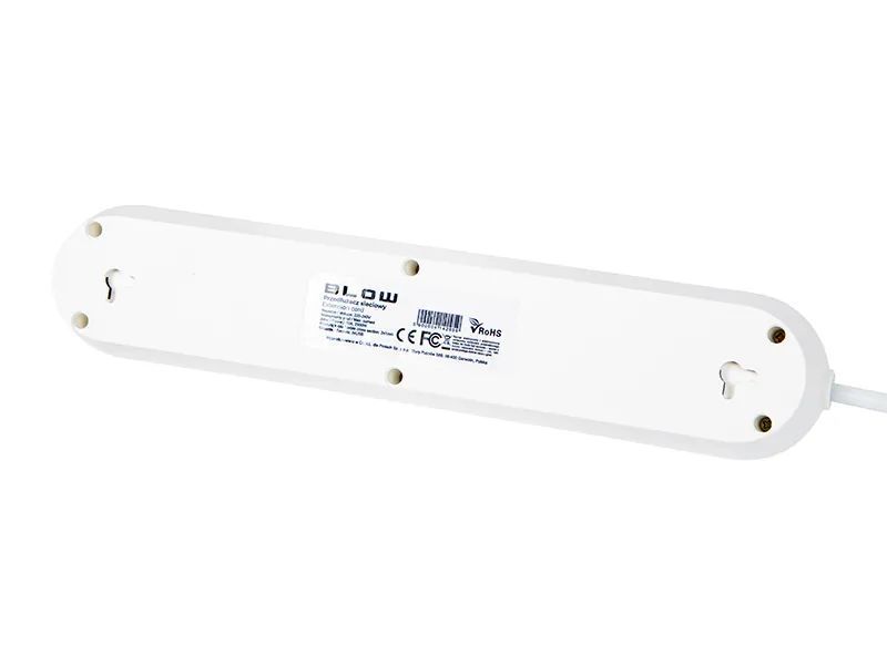 Listwa przedłużacz sieciowy BLOW 3 gniazda + 3x USB 2m biały 98-216#