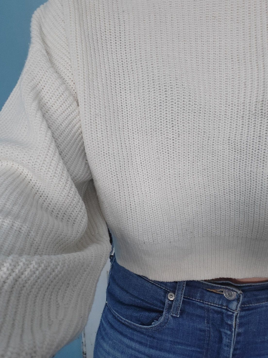 Krótki biały sweterek H&M