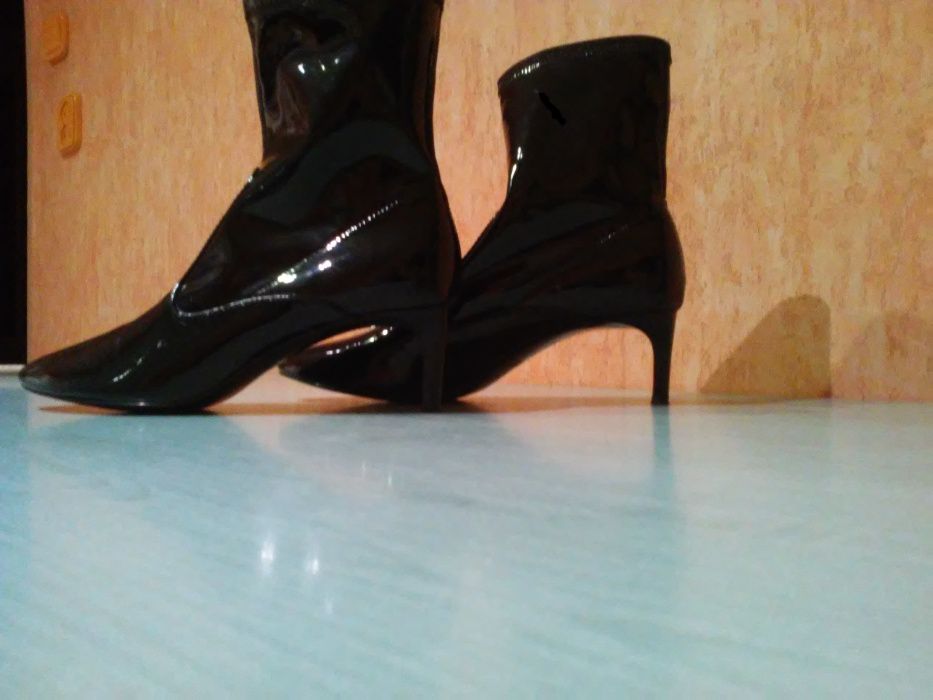 buty botki - ZARA- roz. 38, stretch/skarpeta; obcas 5cm