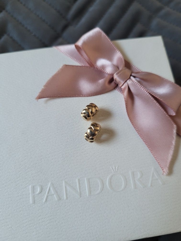 Pandora 2x złoty gold separator 14k serca 750201
L