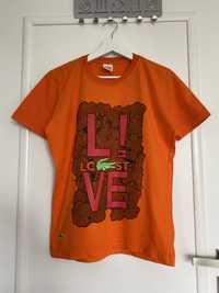 Pomarańczowy t-shirt z logiem rozm S Lacoste