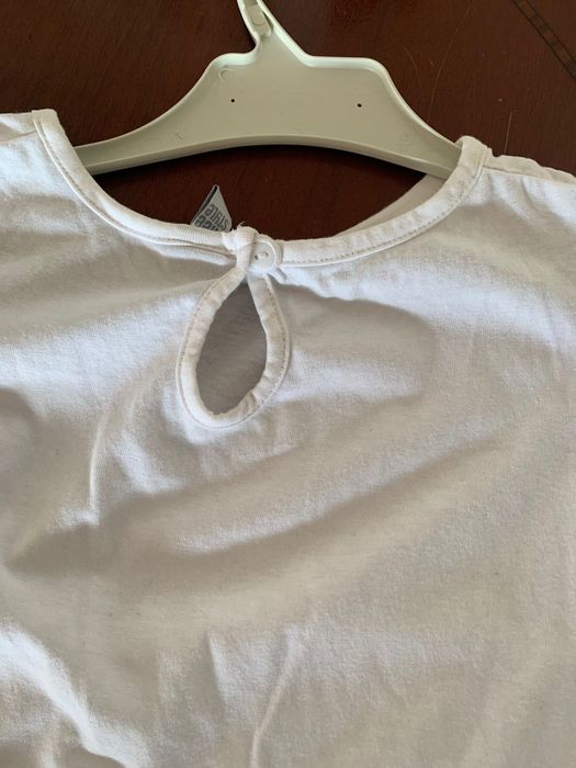 T shirt branca corte inglês com folho manga