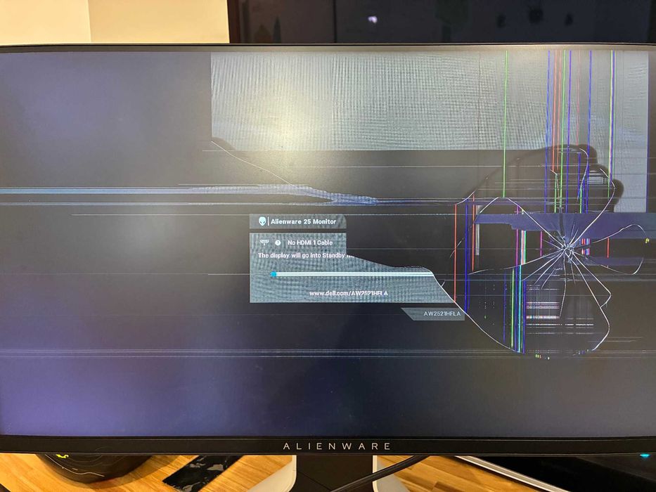 Monitor Dell Alienware 240HZ, 25 cali. Uszkodzona matryca.