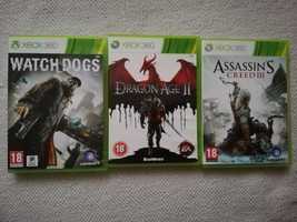 Zestaw gier xbox360 Watch dogs dragon age II Assassin's creed III