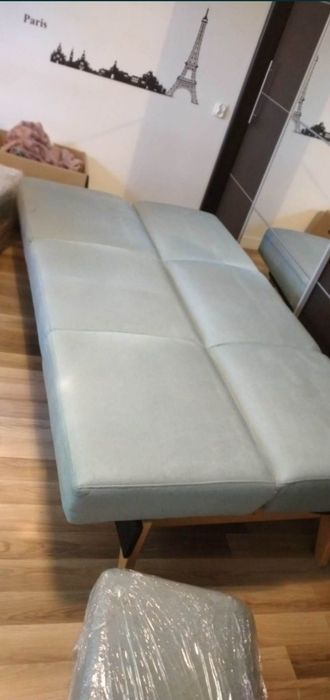 Sofa, kanapa narożna funkcja spania, rozkładana turkusowa