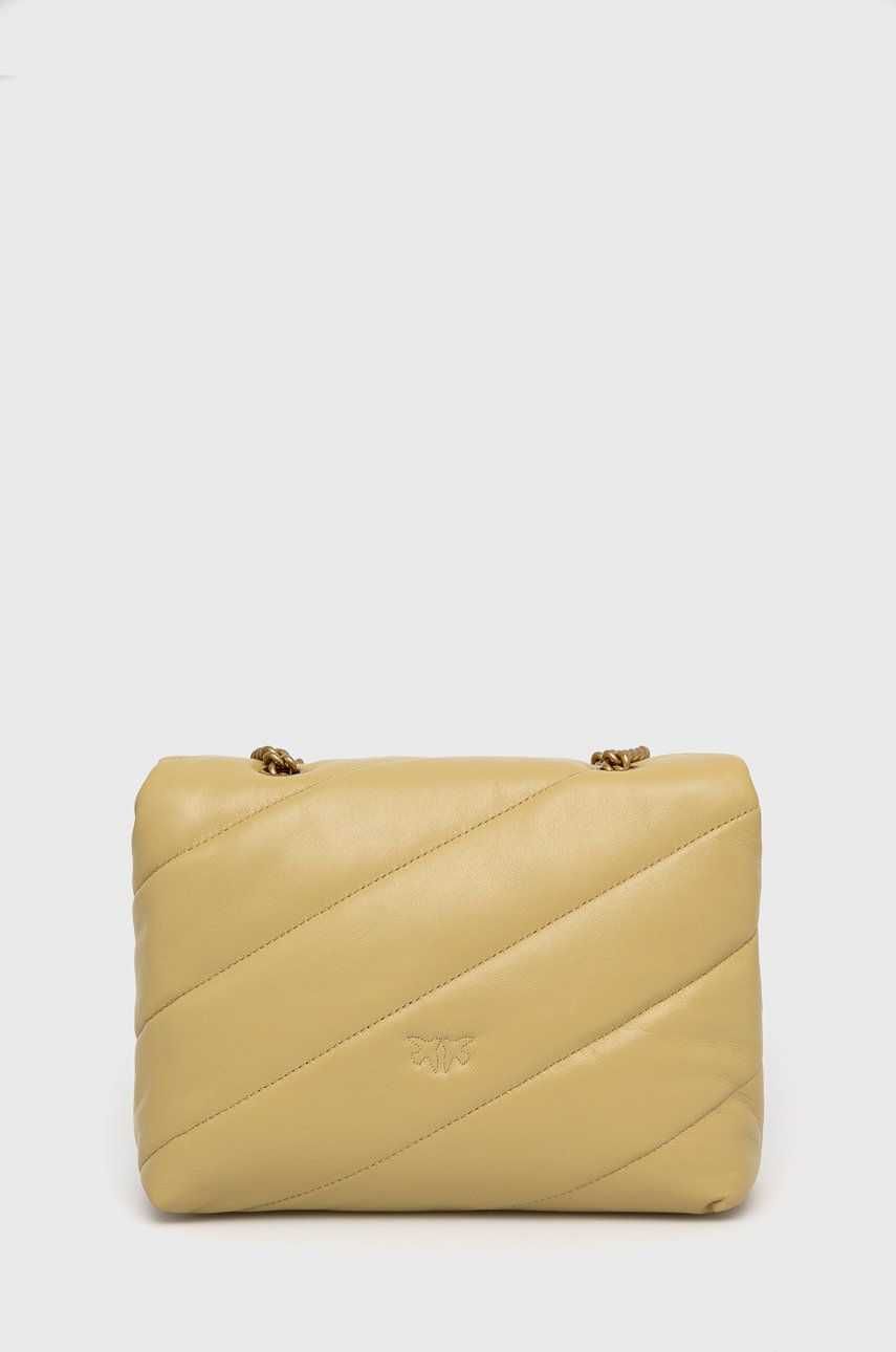 Шкіряна сумочка Pinko в модному кольорі butter yellow