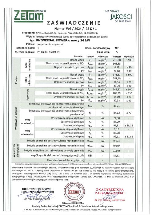 Kocioł, Piec - pellet, drewno, ekogroszek. Uniwersal Power 24 kW.
