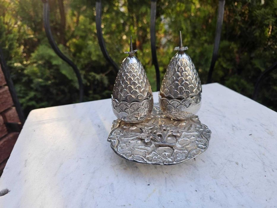 Japońska posrebrzana kadzielnica,vintage,na prezent,nieużywana