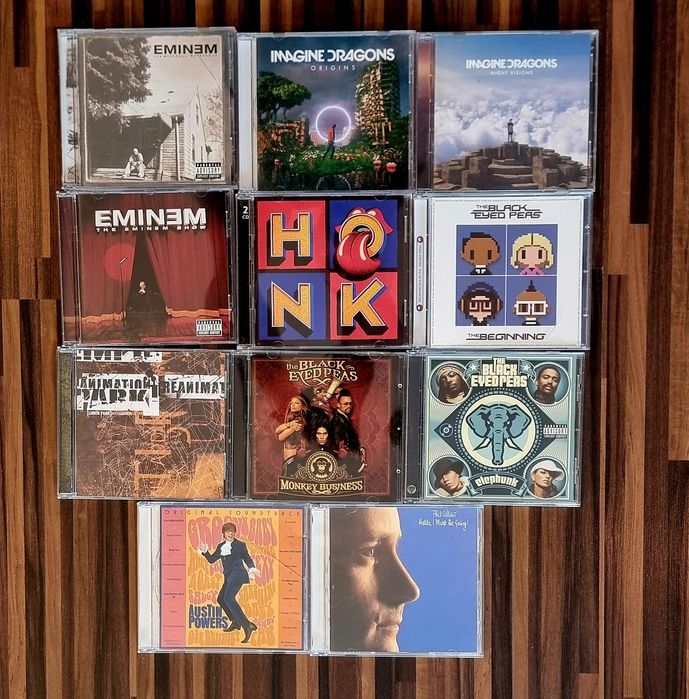 Zestaw 11 albumów CD: Eminem, BEP, Imagine Dragons, Linkin Park i inne