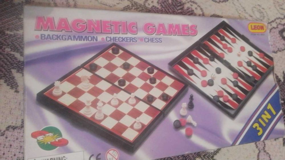 Набор магнитных игр 3 в 1 : шахматы, шашки, нарды Magnetic Games Leon