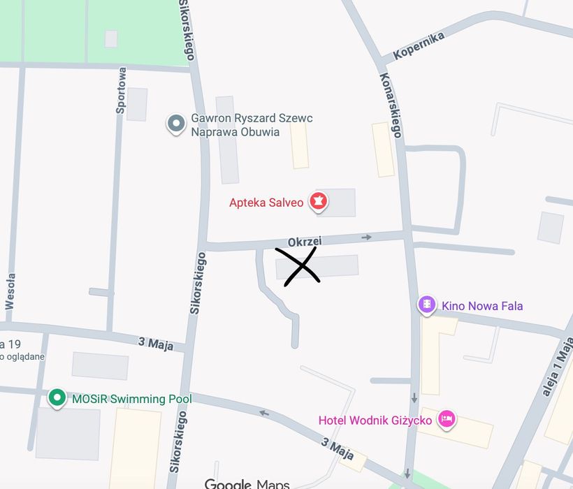Wynajmę garaż podziemny - Giżycko - ul.Okrzei 3 (Centrum)