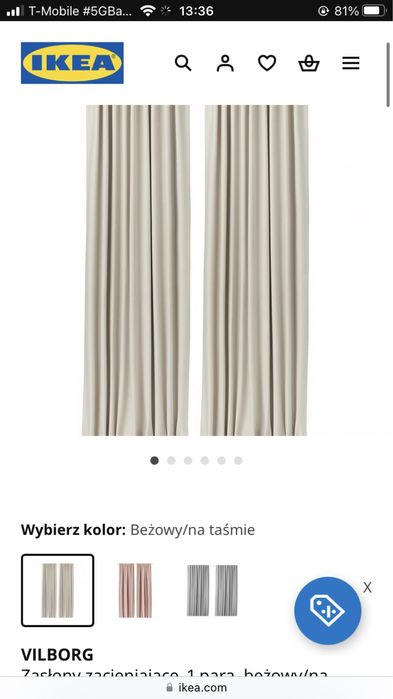 Zasłony vilborg 145x300 ikea 2 sztuki