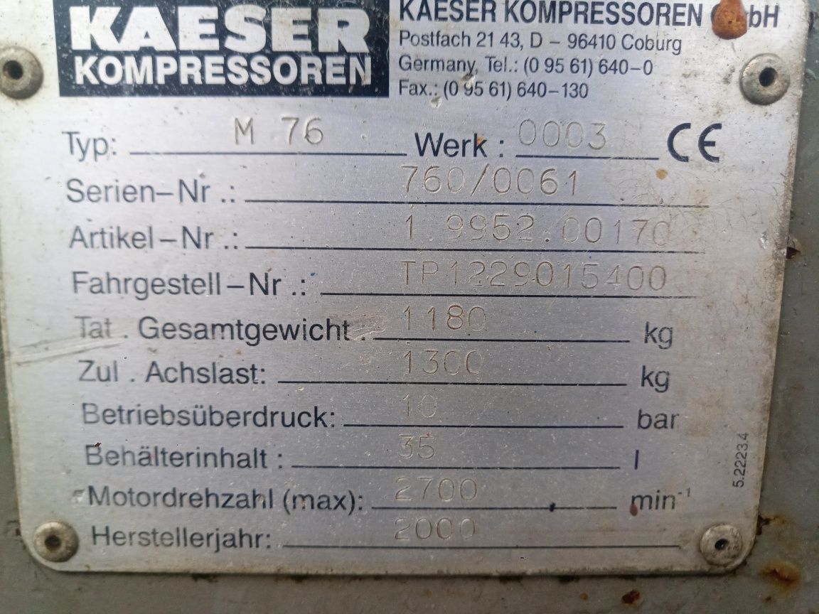 Kompresor śrubowy Kaeser M76 10bar Cena brutto