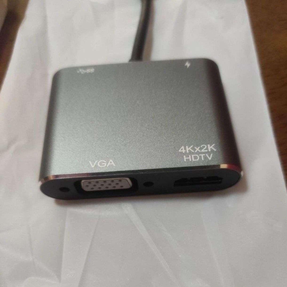 Adaptador hub 4 em 1 type C com porta HDMI, VGA, USB 3.0 e PD