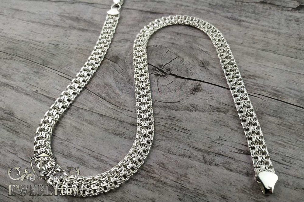 Серебряная цепочка Двойной Бисмарк. Срібний ланцюг Бісмарк подвійний