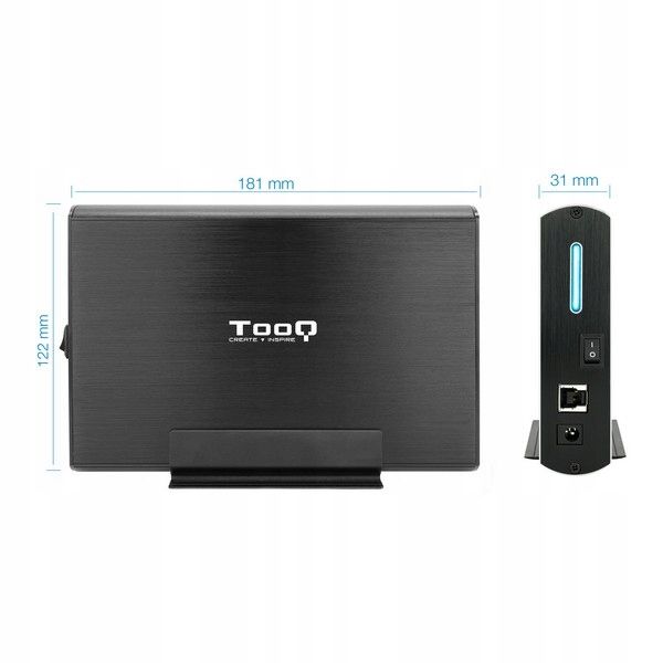 pokrowiec na dysk twardy tooq tqe-3531b usb 3.0 czarny 3,5" cali