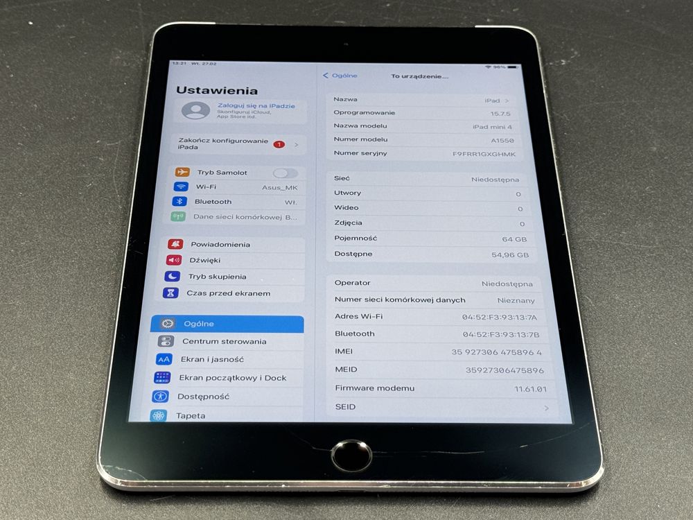 iPad mini 4 64GB (A1550) - Cellular (LTE) - faktura VAT 23%