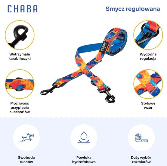 Hydrofobowa smycz przepinana dla psa Chaba Story S Aussie 16mm/260cm