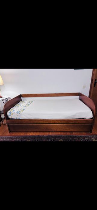 Cama de solteiro 2 em 1 de madeira