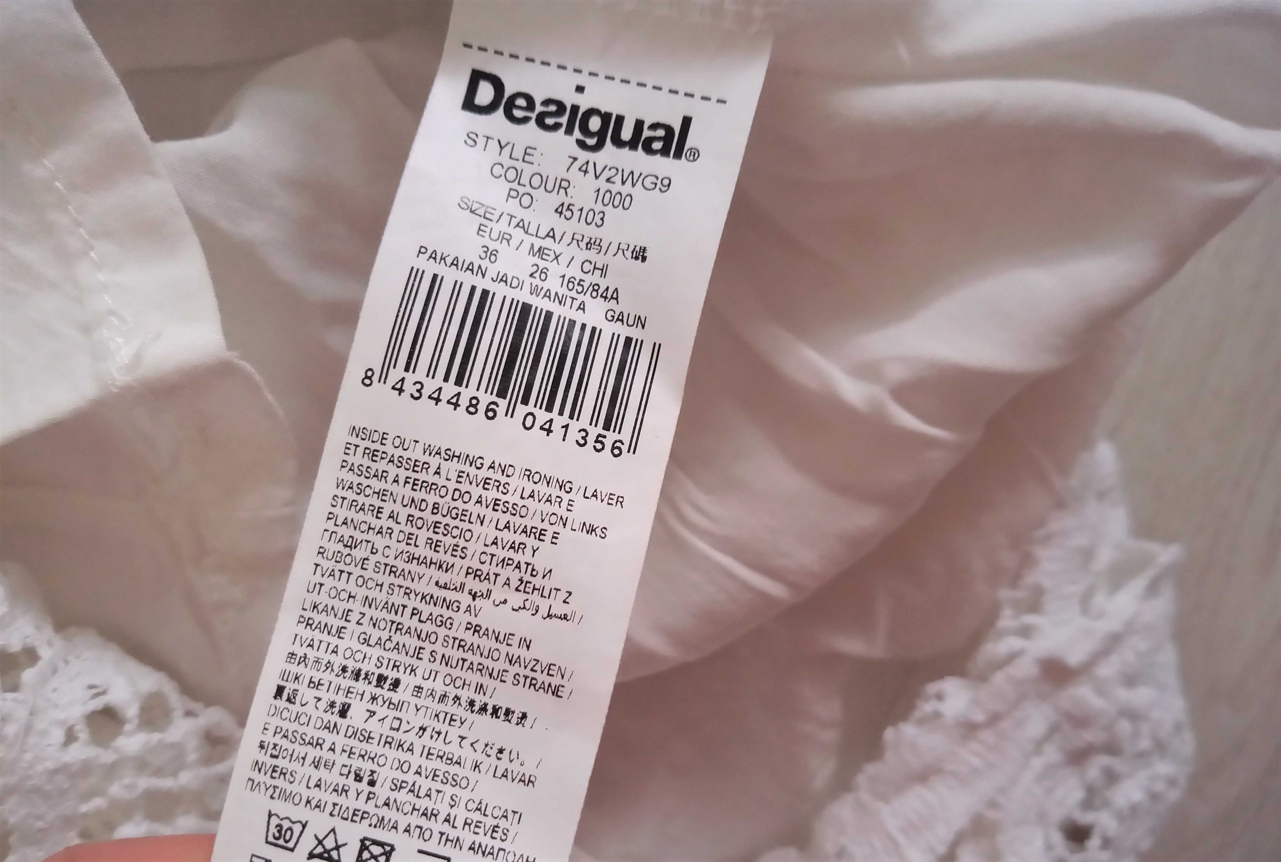 Biała koronkowa sukienka Desigual