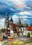 Obraz „Kraków - Wawel”  akryl na papierze 30x42 cm.