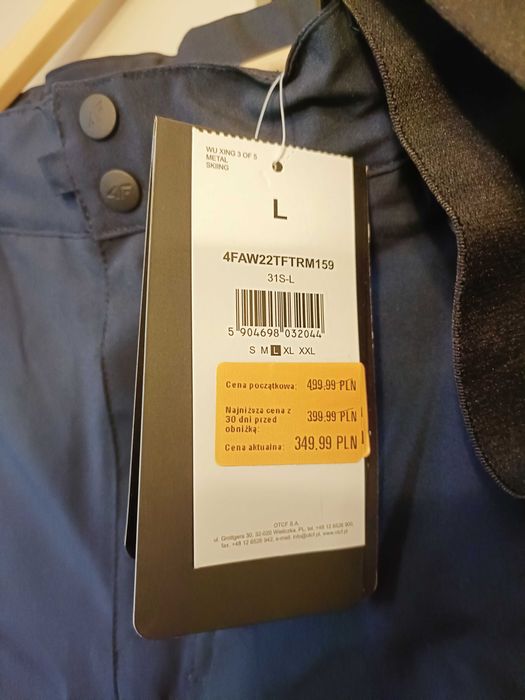 Męskie spodnie narciarskie 4F L Nowe Membrana 8000