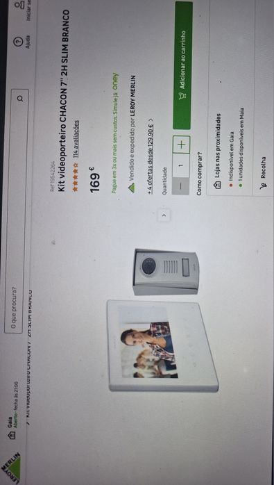 Kit videoporteiro ChaCon 7" 2H slim cinza