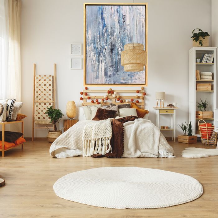 Obraz na płótnie niebieski w ramie abstrakcja ręcznie malowany