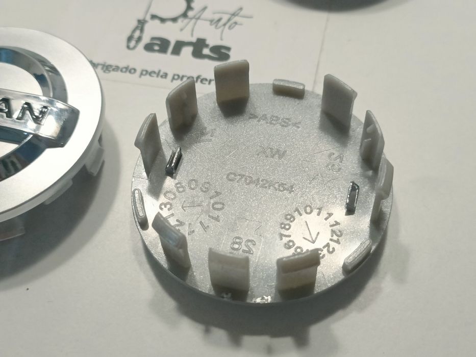 Conjunto 4 Centros jante Nissan 54mm "Metalizado"